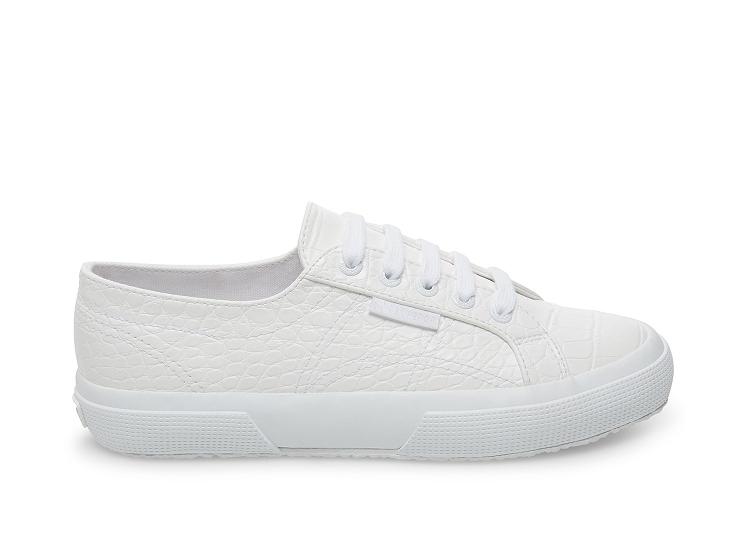 Superga 2750-Syntcrocodile Woven W White Crocodile - Womens Superga Leather Shoes